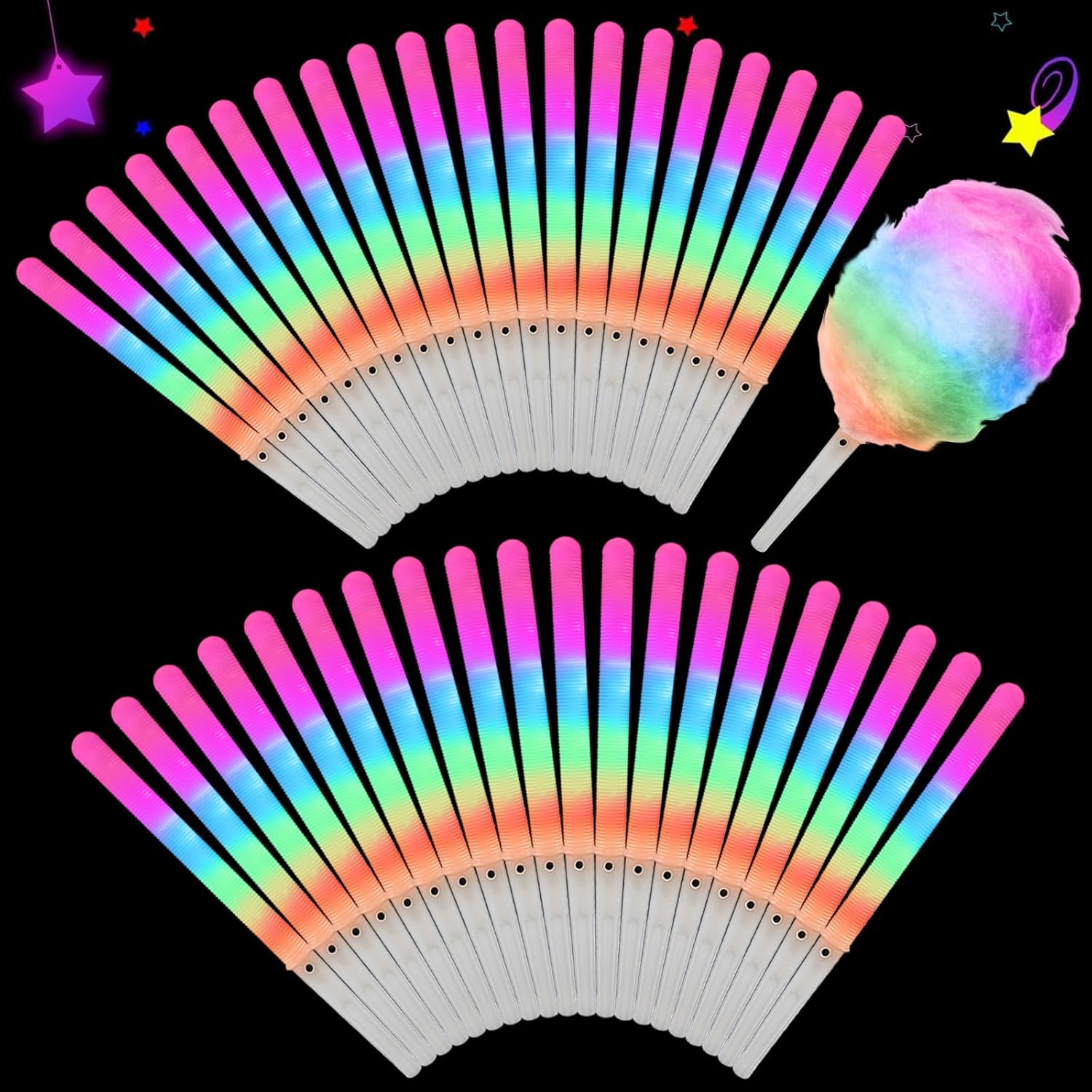 Cotton Candy Cone - 20 szt. Kolorowe, migające LED-owe rożki