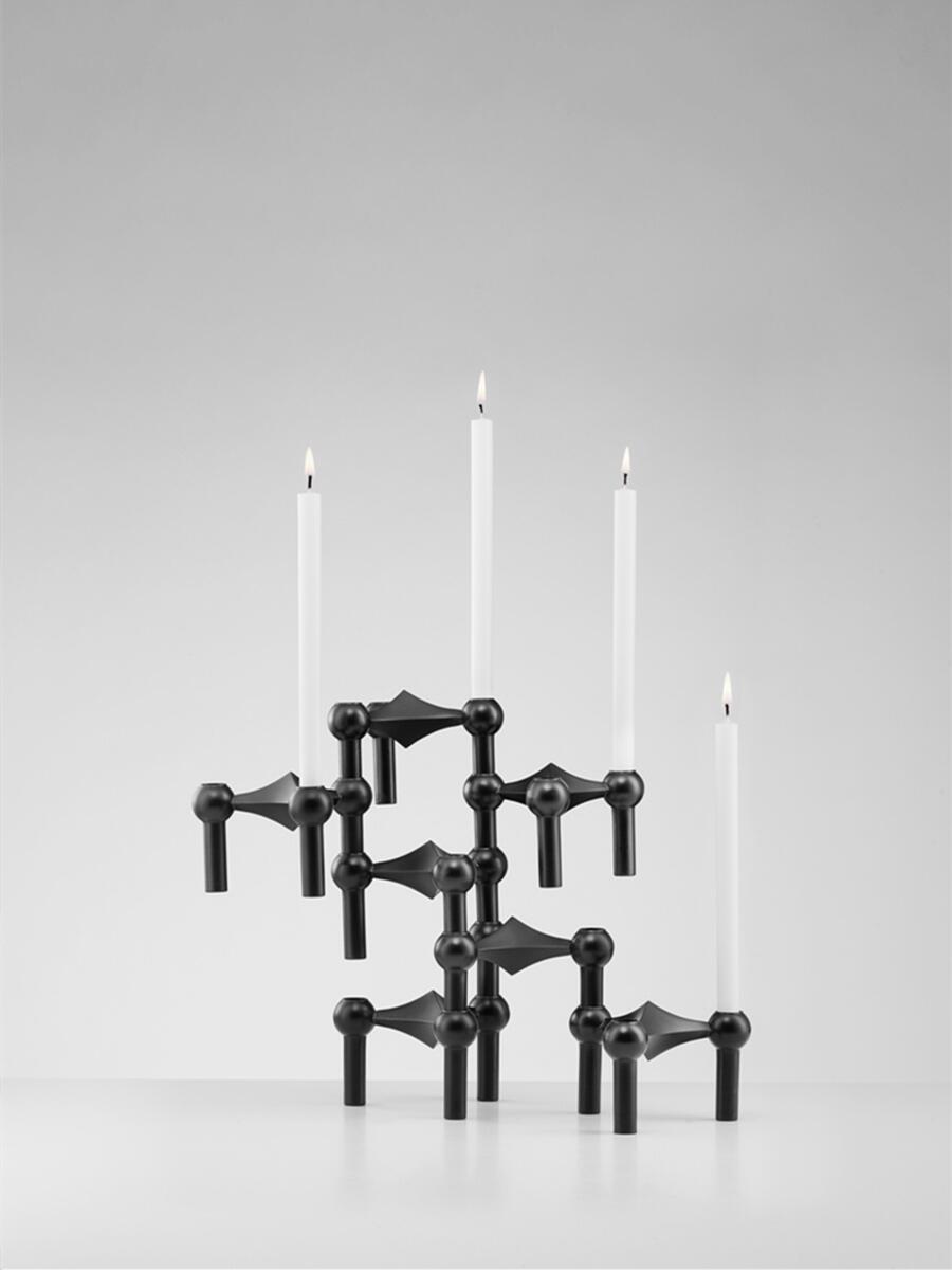Centerpiece Stick - Metalowy Świecznik z Molekularną Strukturą Czarny