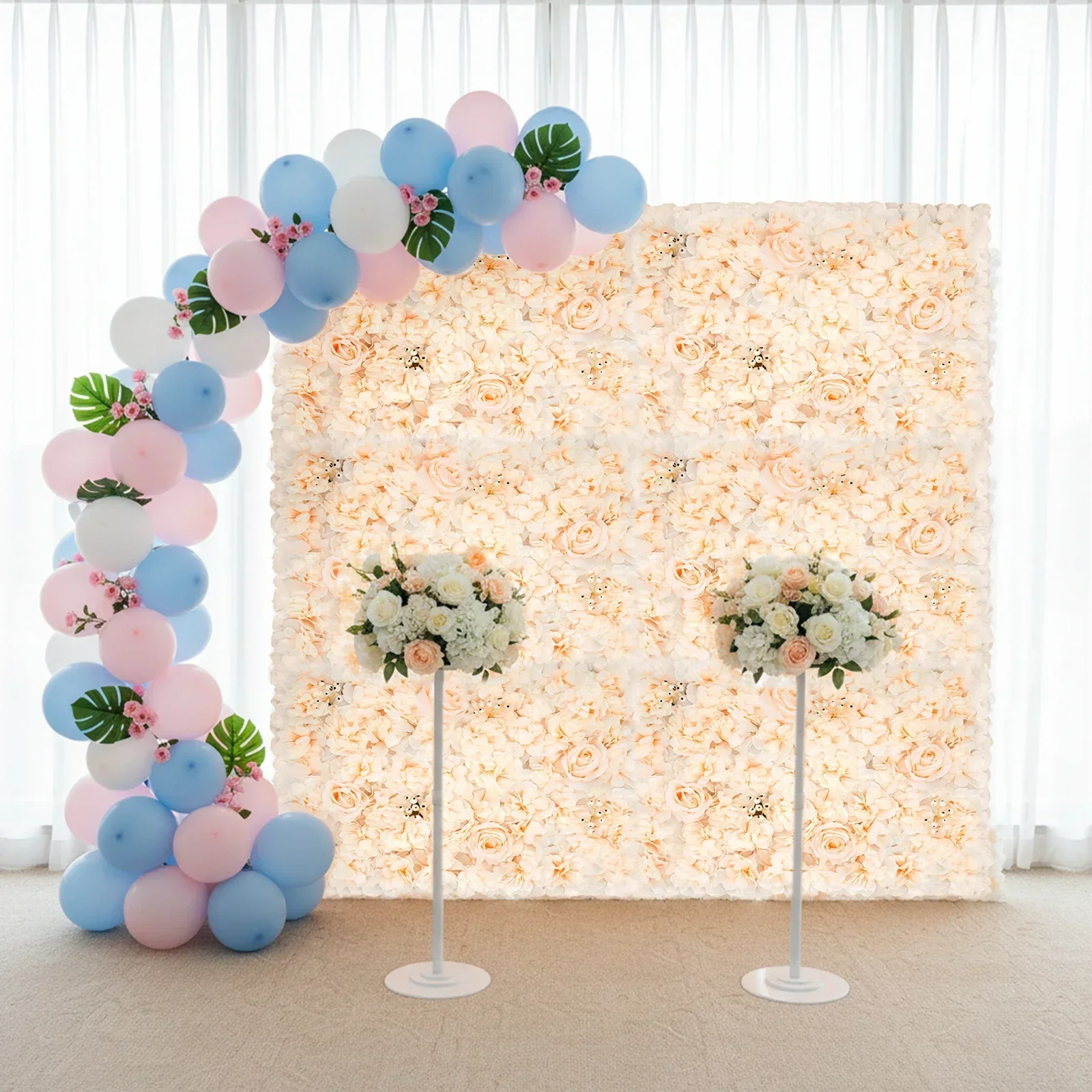 Flower Wall Panel - 6 szt. Paneli kwiatowych 60*40cm, szampańskie