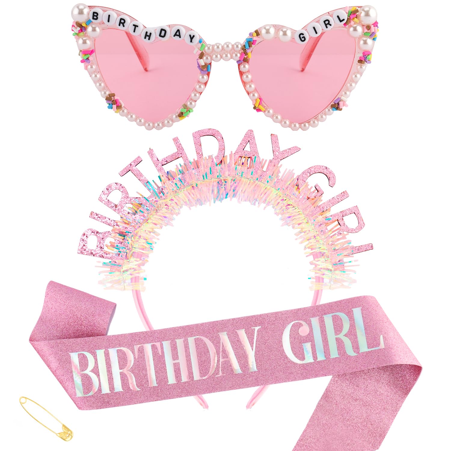 Birthday Sash Glitter - Zestaw na urodziny dla dziewczynki: opaska,