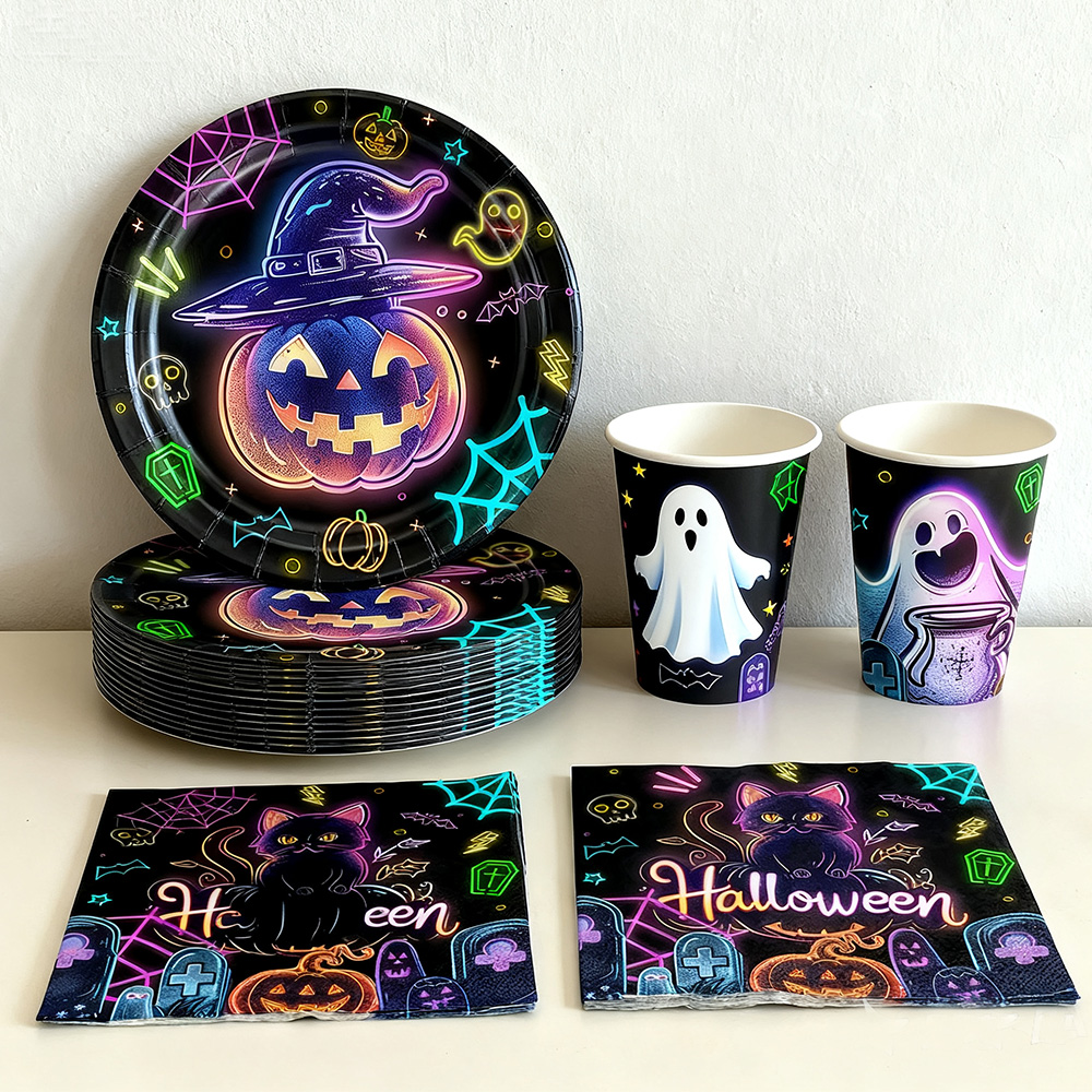 Table Cloth Disposable - Papierowe talerze, serwetki, kubki na Halloween,