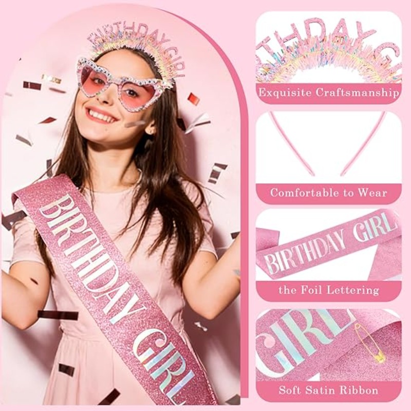 3 szt./zestaw: Opaska z brokat – Birthday Sash Glitter recenzja i cena