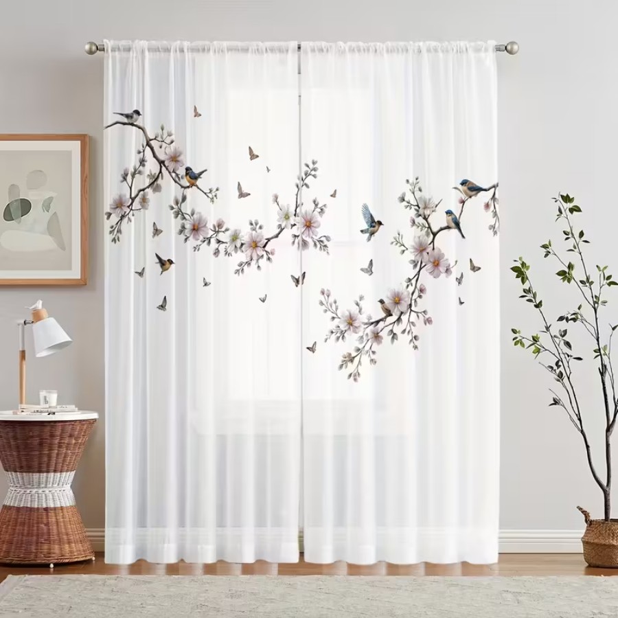 2 szt. Przezroczyste zasłony z – Flower Wall Panel recenzja i cena