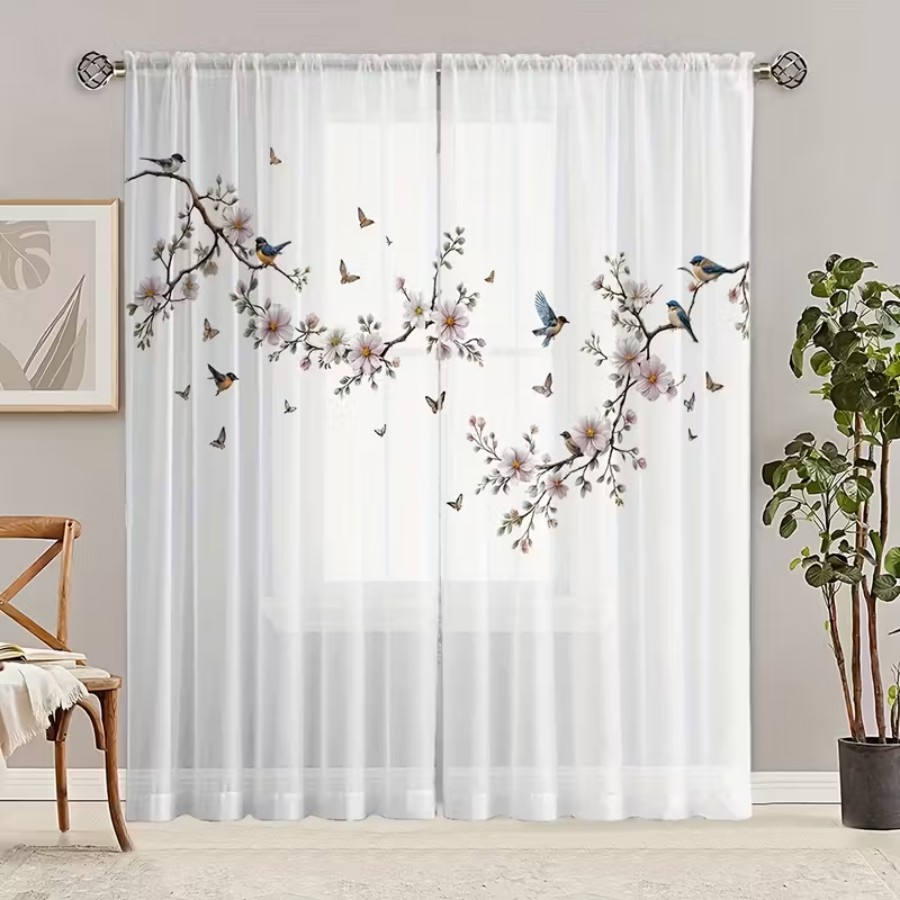 2 szt. Przezroczyste zasłony z – Flower Wall Panel recenzja i cena